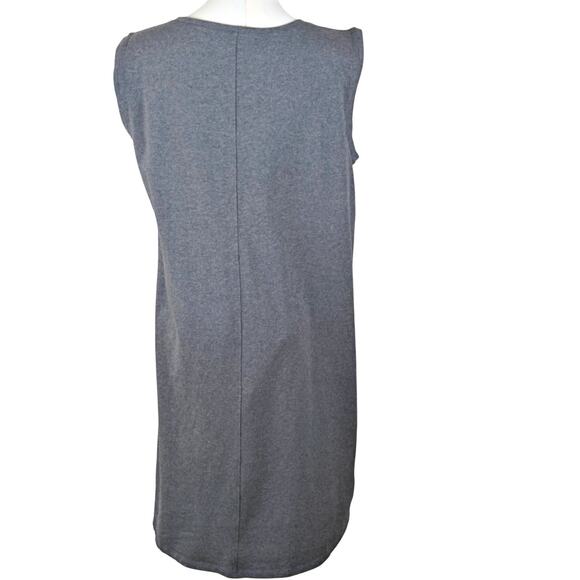 Eileen Fisher Organic Cotton Jersey Lantern Dress in Moon Heather Grey LARGE - Picture 4 of 8